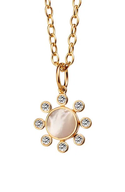 Syna Mother Of Pearl Sun Charm In Gold