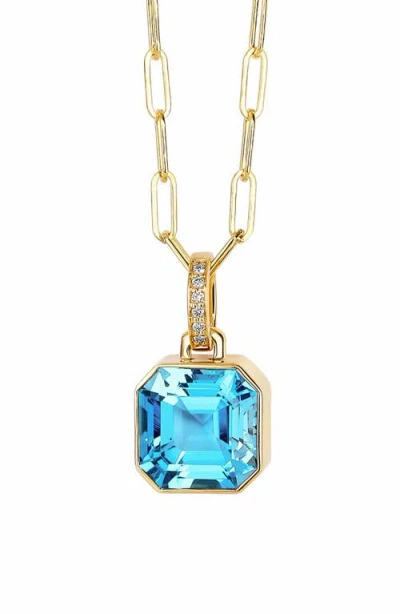 Syna Octagonal Necklace In Blue Topaz