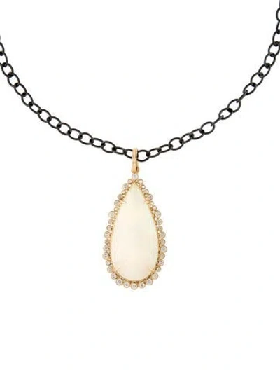 Pre-owned Syna Opal & Diamond Pendant Necklace, 29.75" In Multi