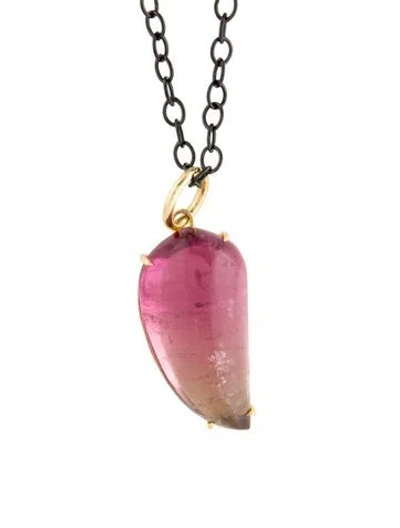 Pre-owned Syna Parti-colored Tourmaline Paisley Pendant Necklace, 30" In Multi