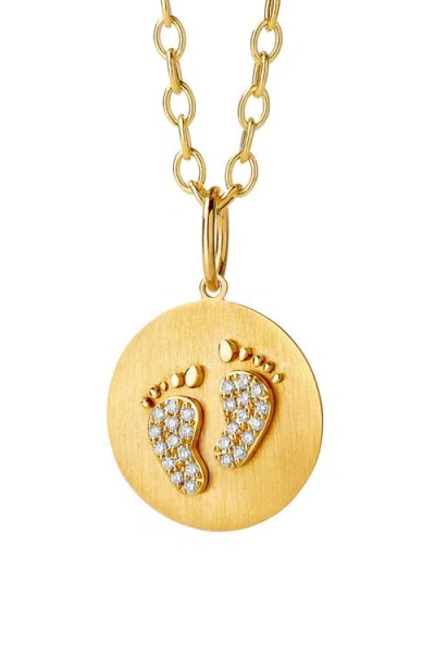 Syna Tiny Footprints Charm In Gold