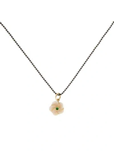 Pre-owned Syna Tsavorite Garnet & Opal Flower Pendant Necklace, 18" In Multi