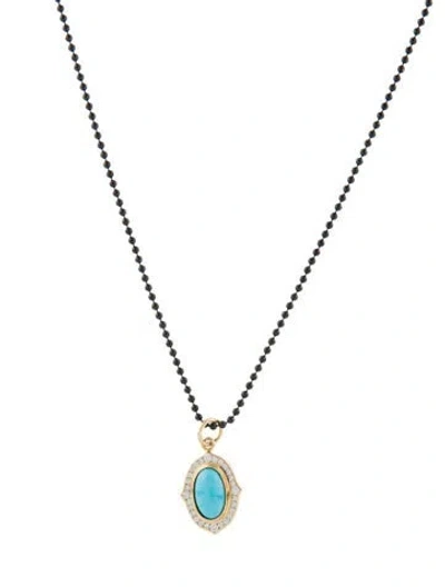 Pre-owned Syna Turquoise & Diamond Pendant Neckalce, 17.75" In Multi