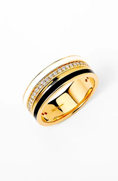 Syna Wide Stripe Enamel Band In Black