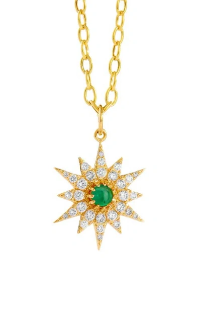 Syna Wishburst Emerald Charm In Gold
