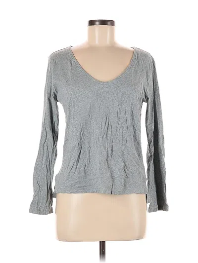 Pre-owned Synergy Long Sleeve Top Gray V Neck Tops