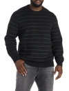 Synrgy Big & Tall Textured Stripe Crewneck Sweater In Black