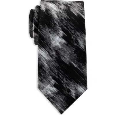 Synrgy By Dxl Big & Tall Abstract Paint Stroke Tie In Black