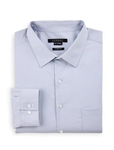 Synrgy By Dxl Big & Tall Diamond Patterned Performance Dress Shirt In Blue