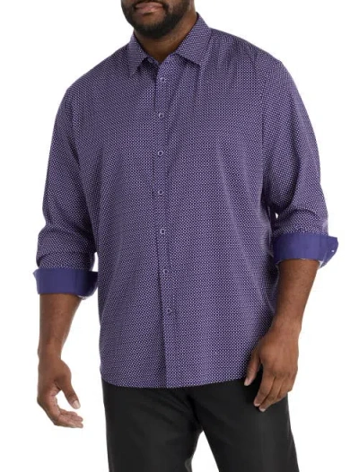 Synrgy By Dxl Big & Tall Diamond Print Sport Shirt In Purple