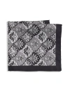 Synrgy By Dxl Big & Tall Fall Medallion Silk Pocket Square In Gray