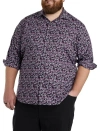 Synrgy By Dxl Big & Tall Floral Print Sport Shirt In Purple