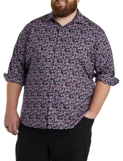 Synrgy By Dxl Big & Tall Floral Print Sport Shirt In Purple