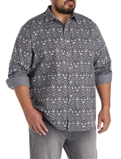 Synrgy By Dxl Big & Tall Floral Sport Shirt In Gray
