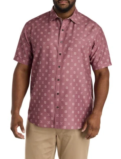 Synrgy By Dxl Big & Tall Geometric Floral Microfiber Sport Shirt In Brown