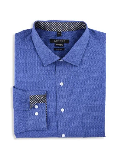 Synrgy By Dxl Big & Tall Geometric Performance Dress Shirt In Blue