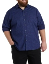 Synrgy By Dxl Big & Tall Geometric Print Roll-tab Sport Shirt In Blue