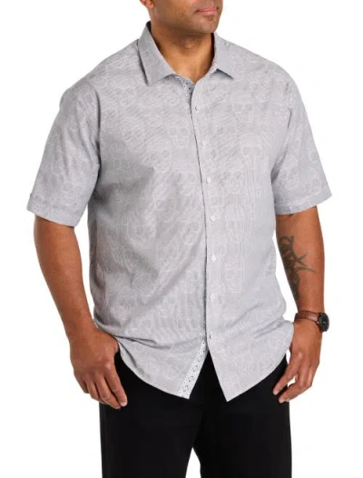 Synrgy By Dxl Big & Tall Jacquard Skull Pattern Sport Shirt In Gray