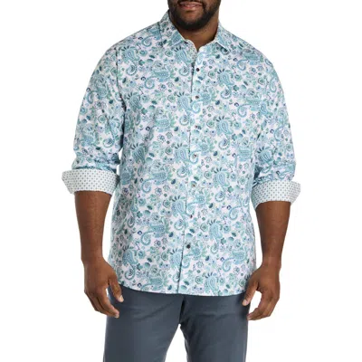 Synrgy By Dxl Big & Tall Large Paisley Sport Shirt In Blue