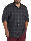 Synrgy By Dxl Big & Tall Large Plaid Roll-tab Sport Shirt In Black