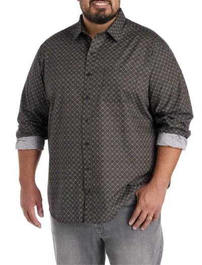 Synrgy By Dxl Big & Tall Medallion Print Sport Shirt In Gray