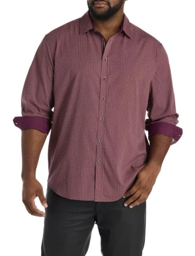 Synrgy By Dxl Big & Tall Micro Print Sport Shirt In Burgundy