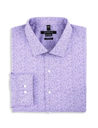 Synrgy By Dxl Big & Tall Modern Paisley Performance Dress Shirt In Purple