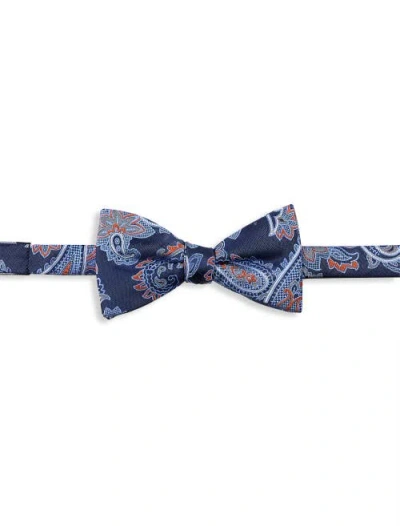 Synrgy By Dxl Big & Tall Paisley Bow Tie In Navy