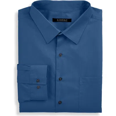 Synrgy By Dxl Big & Tall Performance Heather Dress Shirt In Blue