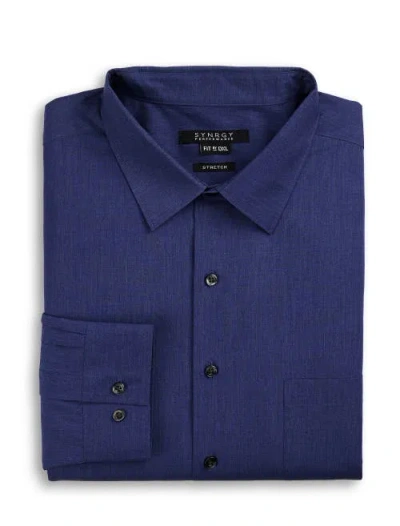 Synrgy By Dxl Big & Tall Performance Heather Dress Shirt In Med Blue Hthr