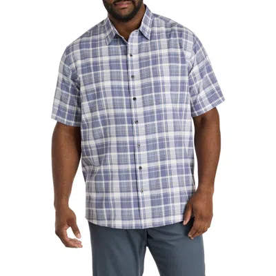 Synrgy By Dxl Big & Tall Plaid Microfiber Sport Shirt In Blue