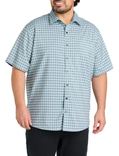 Synrgy By Dxl Big & Tall Plaid Microfiber Sport Shirt V2 In Blue