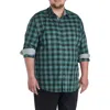 Synrgy By Dxl Big & Tall Plaid Sport Shirt In Green
