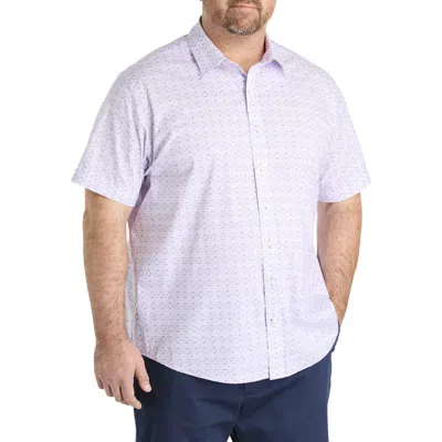 Synrgy By Dxl Big & Tall Quatrefoil Pattern Sport Shirt In Purple