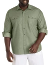 Synrgy By Dxl Big & Tall Slub Officer Sport Shirt In Four Leaf Clover