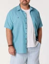 Synrgy By Dxl Big & Tall Textured Solid Sport Shirt In Blue
