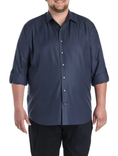 Synrgy By Dxl Big & Tall Textured Sport Shirt In Blue