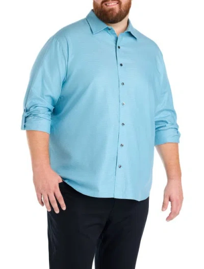 Synrgy By Dxl Big & Tall Textured Sport Shirt In Blue
