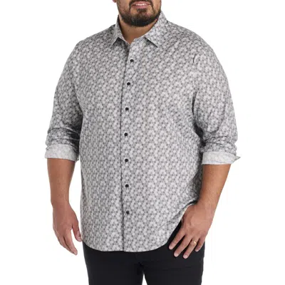 Synrgy By Dxl Big & Tall Tonal Dotted Sport Shirt In Gray