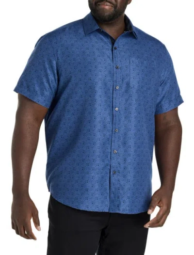 Synrgy By Dxl Big & Tall Tonal Floral Microfiber Sport Shirt In Navy