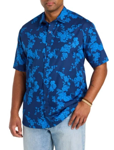 Synrgy By Dxl Big & Tall Tonal Floral Sport Shirt V3 In Blue