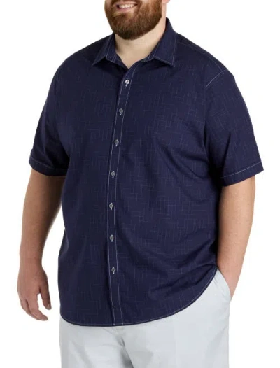 Synrgy By Dxl Big & Tall Tonal Plaid Sport Shirt In Blue