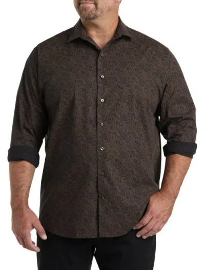 Synrgy By Dxl Paisley Print Sport Shirt In Black Brown