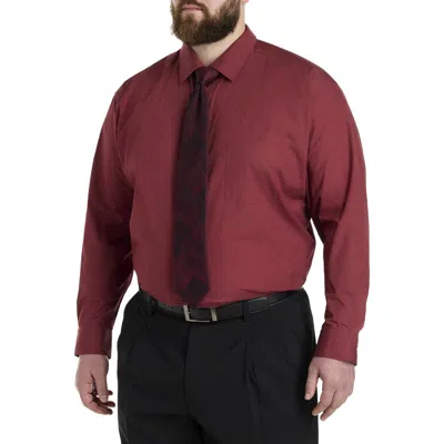 Synrgy By Dxl Performance Heather Dress Shirt In Merlot Heather