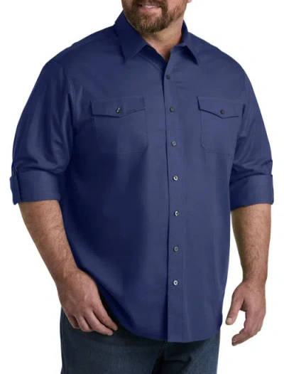 Synrgy By Dxl Slub Officer Sport Shirt In Evening Blue