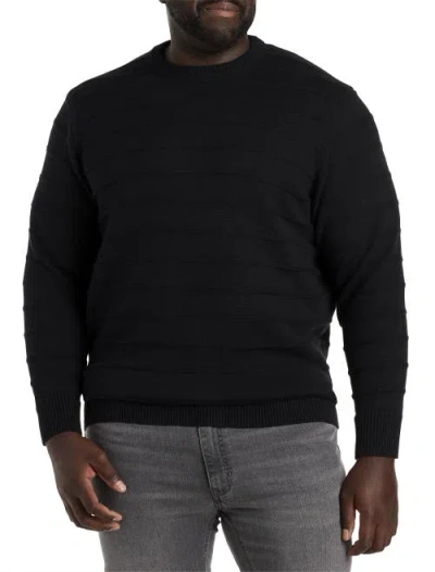 Synrgy By Dxl Textured Stripe Crewneck Sweater In Caviar