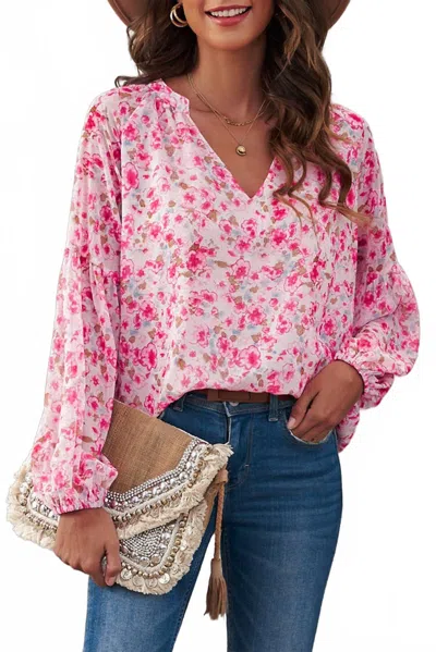 Synz Floral Blouse In Hot Pink
