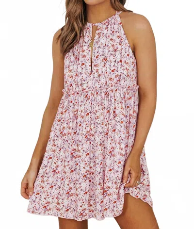 Synz Floral Halter Dress In White
