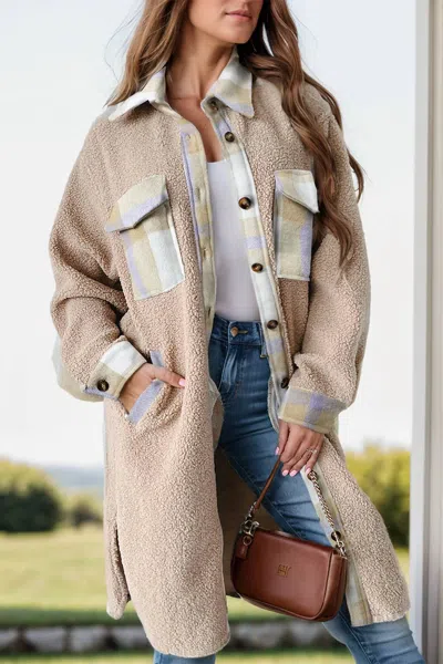 Synz Winter Wonderland Teddy Coat In Tan