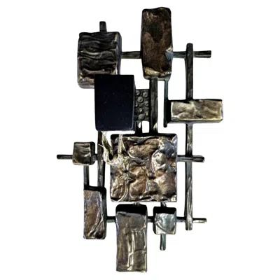 Pre-owned Syroco Brutalist Candle Sconce By , Mid-century Modern Wall Sculpture In Black